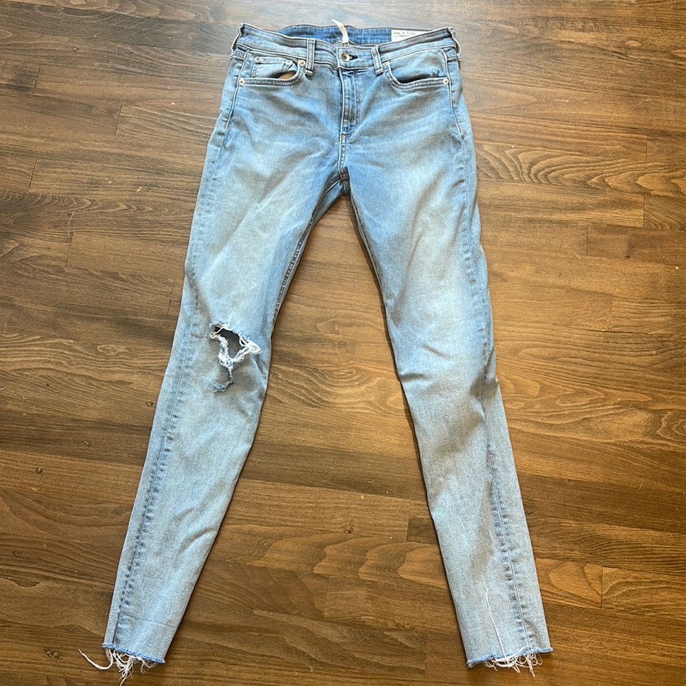 RAG & BONE CATE MID-RISE SKINNY JEANS LIGHT MEDIUM WASH DISTRESSED FRRYWHOL